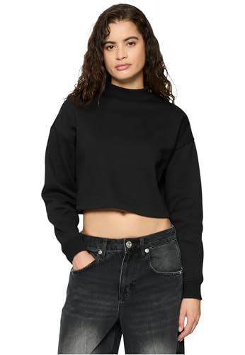 Urban Classics Damen Sweatshirt Ladies Cropped Oversized Sweat High Neck Crew Black XL von Urban Classics
