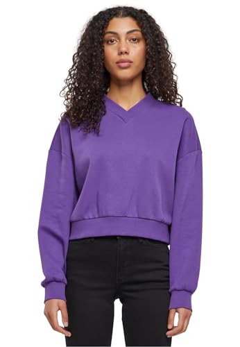 Urban Classics Damen TB6090-Ladies Cropped V-Neck Sweatshirt, realviolet, M von Urban Classics