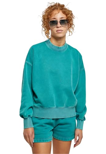 Urban Classics Damen Sweatshirt Ladies Oversized Stone Washed Crewneck watergreen XL von Urban Classics