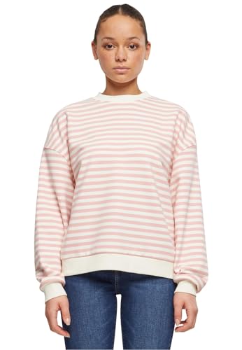 Urban Classics Damen Sweatshirt Ladies Oversized Striped Crewneck, Sweatshirt für Frauen, Oversized, lemonadepink/whitesand, L von Urban Classics