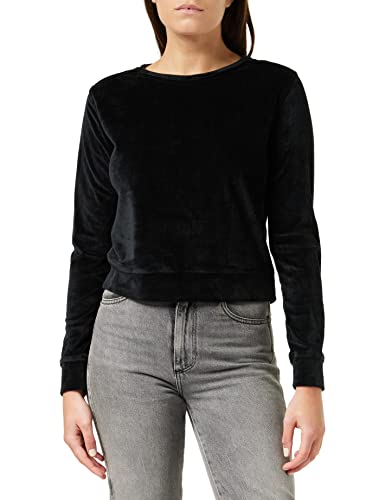 Urban Classics Damen Dame kort fløjl crew Sweatshirt, Schwarz (Black 7), S EU von Urban Classics