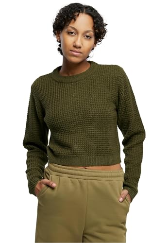 Urban Classics Damen TB6076-Ladies Short Waffle Sweater Sweatshirt, summerolive, XS von Urban Classics