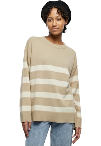 Urban Classics Damen TB6106-Ladies Striped Knit Crew Sweater Sweatshirt, wetsand/Sand, 3XL von Urban Classics