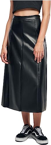 Urban Classics Damen Synthetic Leather Midi Skirt Rock, Black, S von Urban Classics