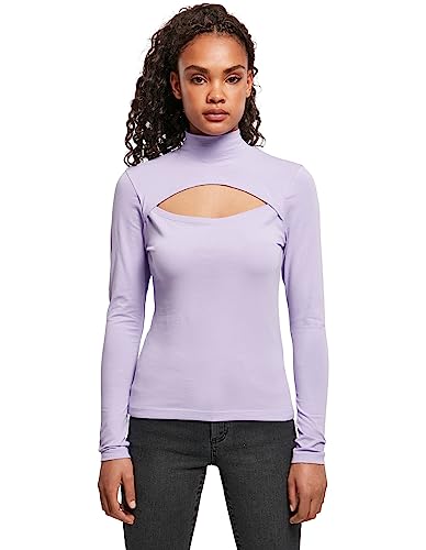 Urban Classics Damen Cut-Out Turtleneck, Langarm-Shirt mit Raffiniertem Brust-Ausschnitt, Slim Fit, Lavender, 5XL von Urban Classics