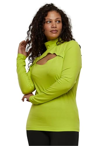 Urban Classics Damen Cut-Out Turtleneck, Langarm-Shirt mit Raffiniertem Brust-Ausschnitt, Slim Fit, Frozenyellow, XXL von Urban Classics