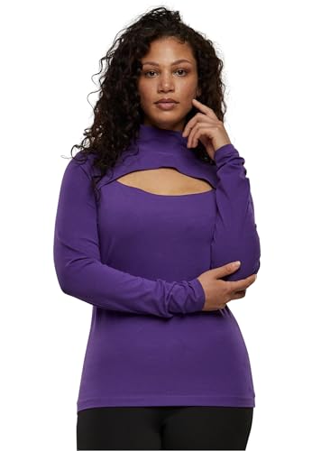 Urban Classics Damen Cut-Out Turtleneck, Langarm-Shirt mit Raffiniertem Brust-Ausschnitt, Slim Fit, Realviolet, XS von Urban Classics