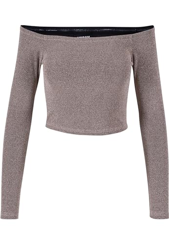 Urban Classics Damen TB6125-Ladies Off Shoulder Glitter Longsleeve T-Shirt, Gold, L von Urban Classics