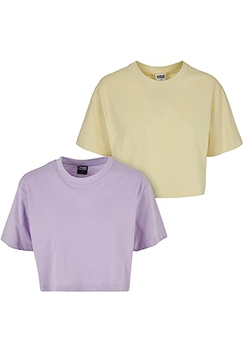Urban Classics Damen T-Shirt Lilac+Softyellow XL von Urban Classics