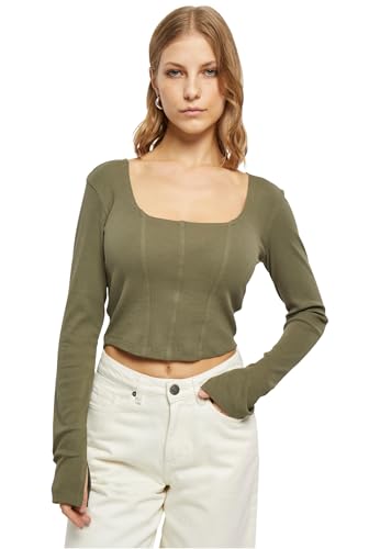 Urban Classics Damen Ladies Short Rib Corsage Longsleeve T-Shirt, Olive, XXL EU von Urban Classics