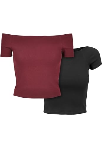 Urban Classics Damen T-Shirt Redwine+Black S von Urban Classics