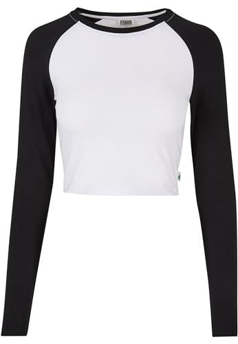 Urban Classics Damen Tb5471-ladies Organic Cropped Retro Baseball Longsleeve T-Shirt, White/Black, M EU von Urban Classics