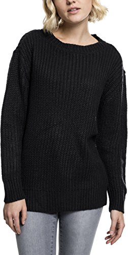 Urban Classics Damen Ladies Basic Crew Sweater Pullover, per Pack Schwarz (Black 7), X-Small (Herstellergröße: XS) von Urban Classics