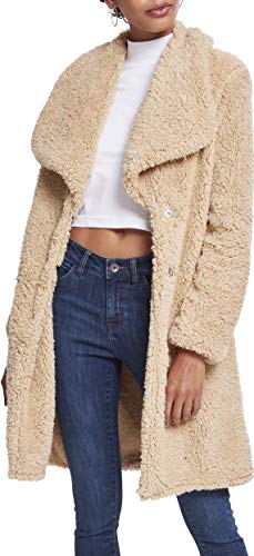 Urban Classics Damen Ladies Soft Sherpa Coat Parka, per Pack Beige (darksand 00806), Small (Herstellergröße: S) von Urban Classics