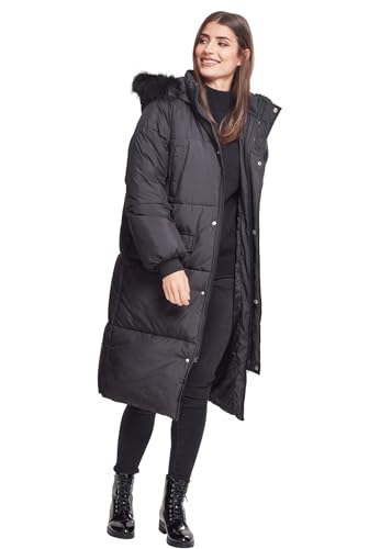 Urban Classics Damen Ladies Oversize Faux Fur Puffer Coat Jacke,per Pack Schwarz (blk/blk 00017),XX-Large (Herstellergröße:XXL) von Urban Classics