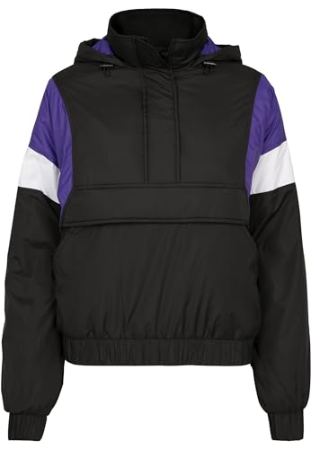 Urban Classics Damen Ladies 3-Tone Padded Pull Over Jacket Jacke, per Pack Mehrfarbig (Black/Ultraviolet/White 01552), Small (Herstellergröße: S) von Urban Classics