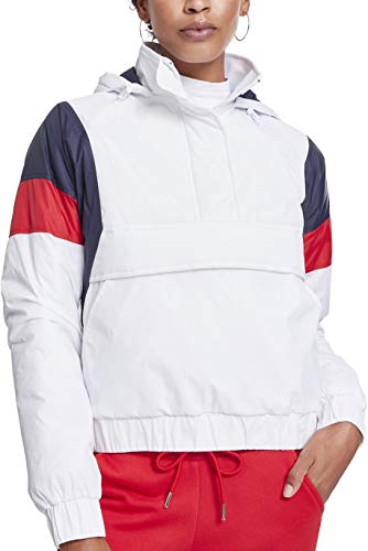 Urban Classics Damen Ladies 3-Tone Padded Pull Over Jacket Jacke, per Pack Mehrfarbig (White/Navy/fire red 01244), Medium (Herstellergröße: M) von Urban Classics