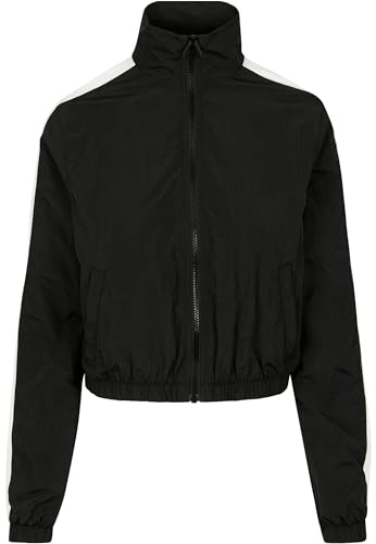 Urban Classics Damen Ladies Short Striped Crinkle Track Jacket Jacke, per Pack Schwarz (blk/wht 00050), X-Small (Herstellergröße: XS) von Urban Classics