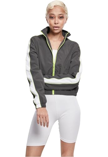 Urban Classics Ladies Short Piped Track Jacket darkshadow/electriclime XL von Urban Classics