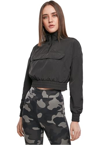 Urban Classics Ladies Cropped Crinkle Nylon Pull Over Jacket Black 3XL von Urban Classics