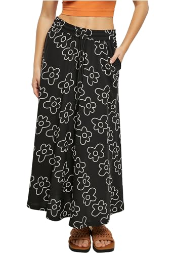 Urban Classics Damen Rock Ladies Viscose Midi Skirt blackflower 4XL von Urban Classics