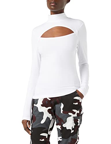 Urban Classics Damen Cut-Out Turtleneck, Langarm-Shirt mit Raffiniertem Brust-Ausschnitt, Slim Fit, White, 4XL von Urban Classics