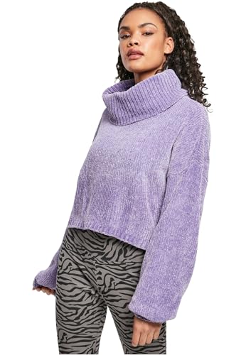 Urban Classics Damen Sweatshirt Ladies Short Chenille Turtleneck Sweater Lavender XXL von Urban Classics