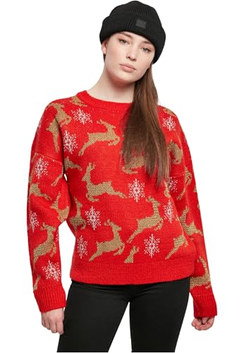 Urban Classics Damen TB4559-Ladies Oversized Christmas Sweater Sweatshirt, red/Gold, 4XL Urban Classics Damen TB4559-Ladies Oversized Christmas Sweater Sweatshirt, red/Gold, 4XL von Urban Classics