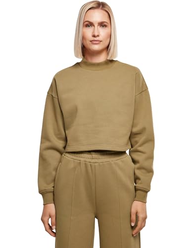 Urban Classics Damen Sweatshirt Ladies Cropped Oversized Sweat High Neck Crew tiniolive XS von Urban Classics