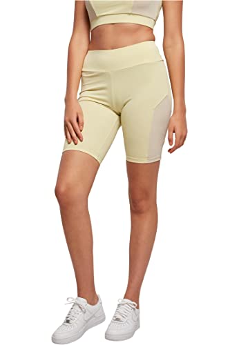 Urban Classics Damen Radlerhose Ladies Color Block Cycle Shorts, Farbe softyellow/softseagrass, Größe M von Urban Classics