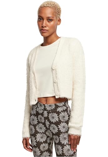 Urban Classics Damen Strickjacke Ladies Cropped Feather Cardigan whitesand 5XL von Urban Classics