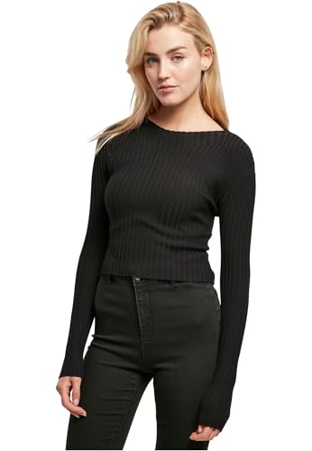 Urban Classics Damen Sweatshirt Ladies Short Rib Knit Twisted Back Sweater Black S von Urban Classics
