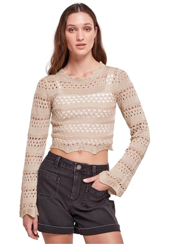 Urban Classics Damen Sweatshirt Ladies Cropped Crochet Knit Sweater softseagrass XL Urban Classics Damen Sweatshirt Ladies Cropped Crochet Knit Sweater softseagrass XL von Urban Classics