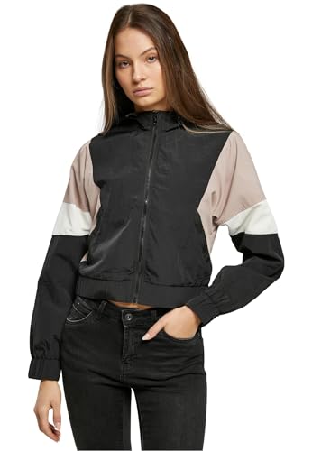 Urban Classics Damen Jacke Ladies Short 3-Tone Crinkle Jacket black/duskrose/whitesand 4XL von Urban Classics