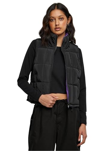 Urban Classics Damen Weste Ladies Reversible Cropped Puffer Vest black/realviolet 3XL von Urban Classics