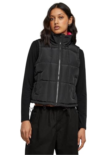 Urban Classics Damen Weste Ladies Reversible Cropped Puffer Vest black/fuchsia M von Urban Classics