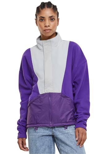 Urban Classics Damen Jacke Ladies Polarfleece Track Jacket realviolet/lightasphalt XXL von Urban Classics