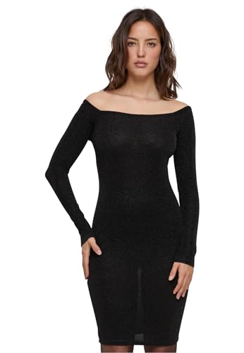 Urban Classics Damen TB6144-Ladies Off Shoulder Longsleeve Glitter Dress Kleid, Black, XL von Urban Classics