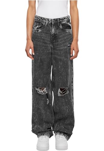 Urban Classics Damen Hose Ladies Distressed 90's Wide Leg Denim Pants Black Charcoal Washed 36 von Urban Classics