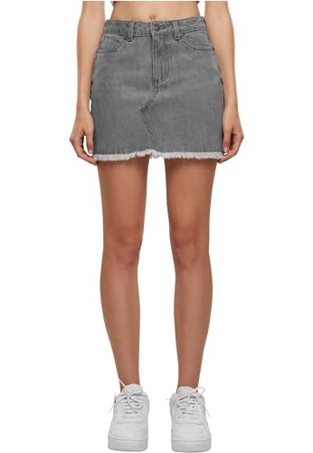 Urban Classics Damen Rock Ladies Heavy Mini Denim Skirt, Jeans Minirock, kurzer Jeansrock mit offenem Saum von Urban Classics