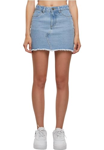 Urban Classics Damen Rock Ladies Heavy Mini Denim Skirt, Jeans Minirock, kurzer Jeansrock mit offenem Saum von Urban Classics