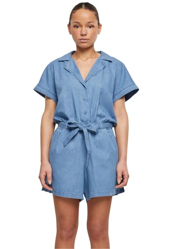 Urban Classics Damen Overall Ladies Light Denim Resort Jumpsuit, Kurzarm Overall aus Baumwolle für Frauen, Größen XS - 5XL von Urban Classics