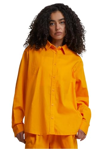 Urban Classics Damen Bluse Ladies Linen Mixed Oversized Shirt, lässige Bluse für Frauen, Oversized, Größen XS - 5XL von Urban Classics