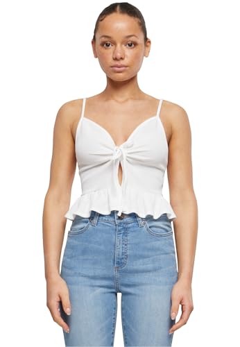 Urban Classics Damen Top Ladies Waffle Pique Ruffle Top, Bandeau mit Spaghetti-Trägern für Frauen, Größen XS - 5XL von Urban Classics