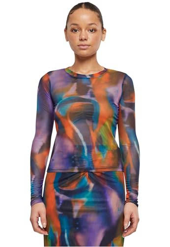 Urban Classisc Damen Bluse Ladies AOP Mesh Longsleeve, Langarm Bluse im AOP Design, Größen XS - 5XL von Urban Classics