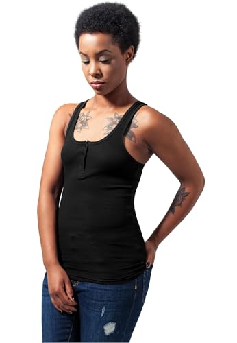 Urban Classics Damen Tank Top Ladies Button Tanktop, Tank Top mit Raserback und Knopfleiste von Urban Classics