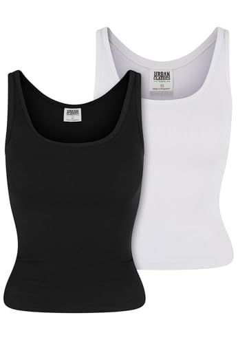 Urban Classics Damen Tanktop Ladies Organic Basic Rib Top 2-Pack, Doppelpack Tanktop für Frauen, Regular Fit, Größen XS - 5XL von Urban Classics