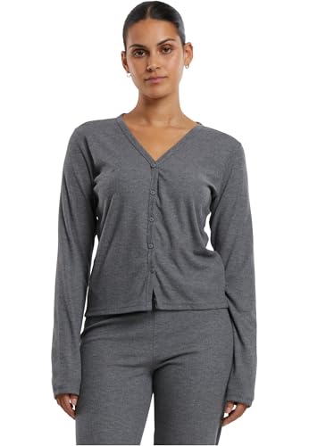 Urban Classics Ladies Rib Cardigan darkgreymelange, XL von Urban Classics