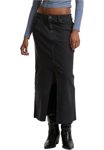 Urban Classics Ladies High Slit Denim Skirt Black Washed, 30 von Urban Classics