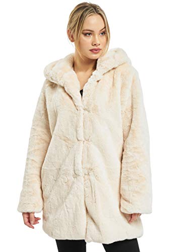 Urban Classics Ladies Hooded Teddy Coat aus Fake Kaninchenfell, Damen Mantel mit Kapuze und Seitentaschen, offwhite, 3XL von Urban Classics